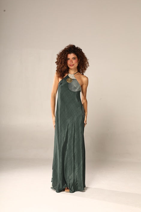 VESTIDO HERA SEDA VERDE