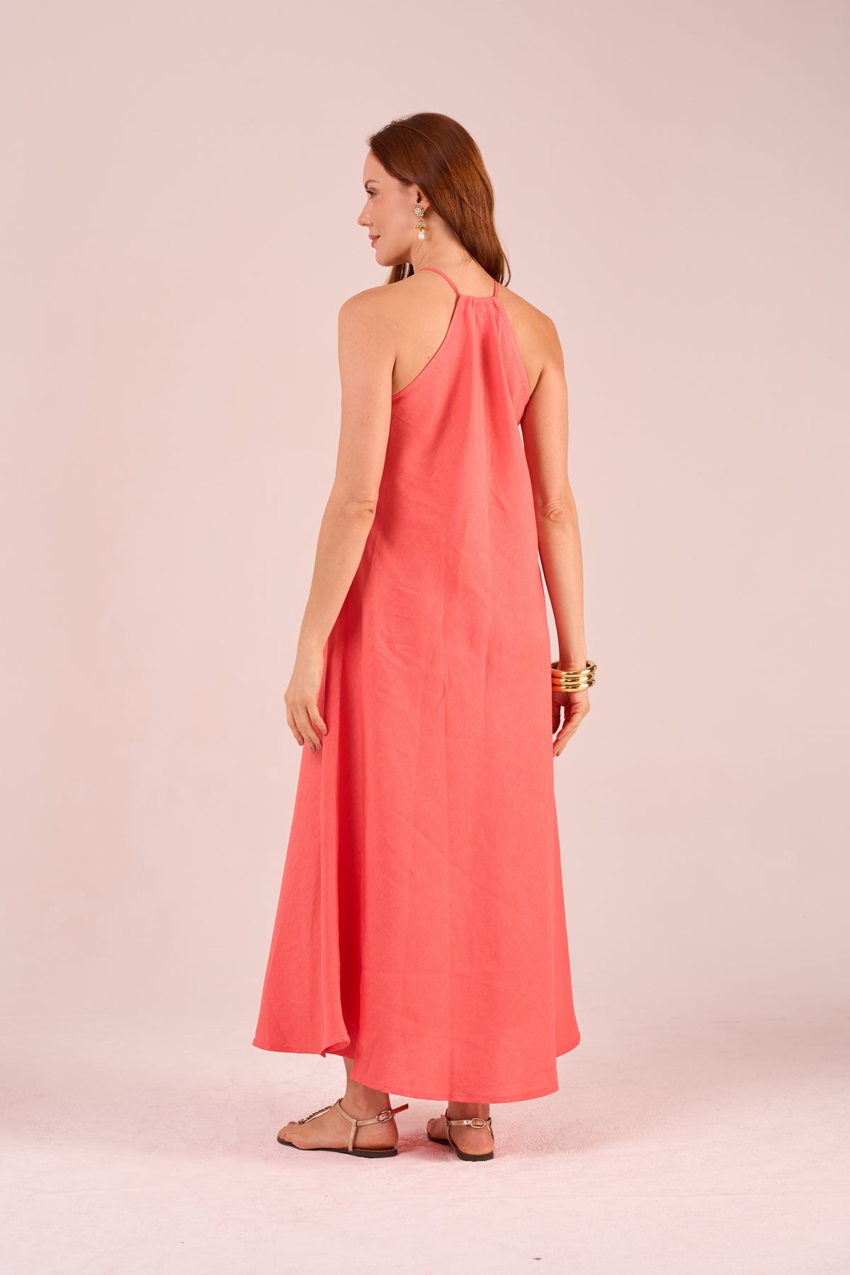 LONG PLAIN LINEN IVY DRESS