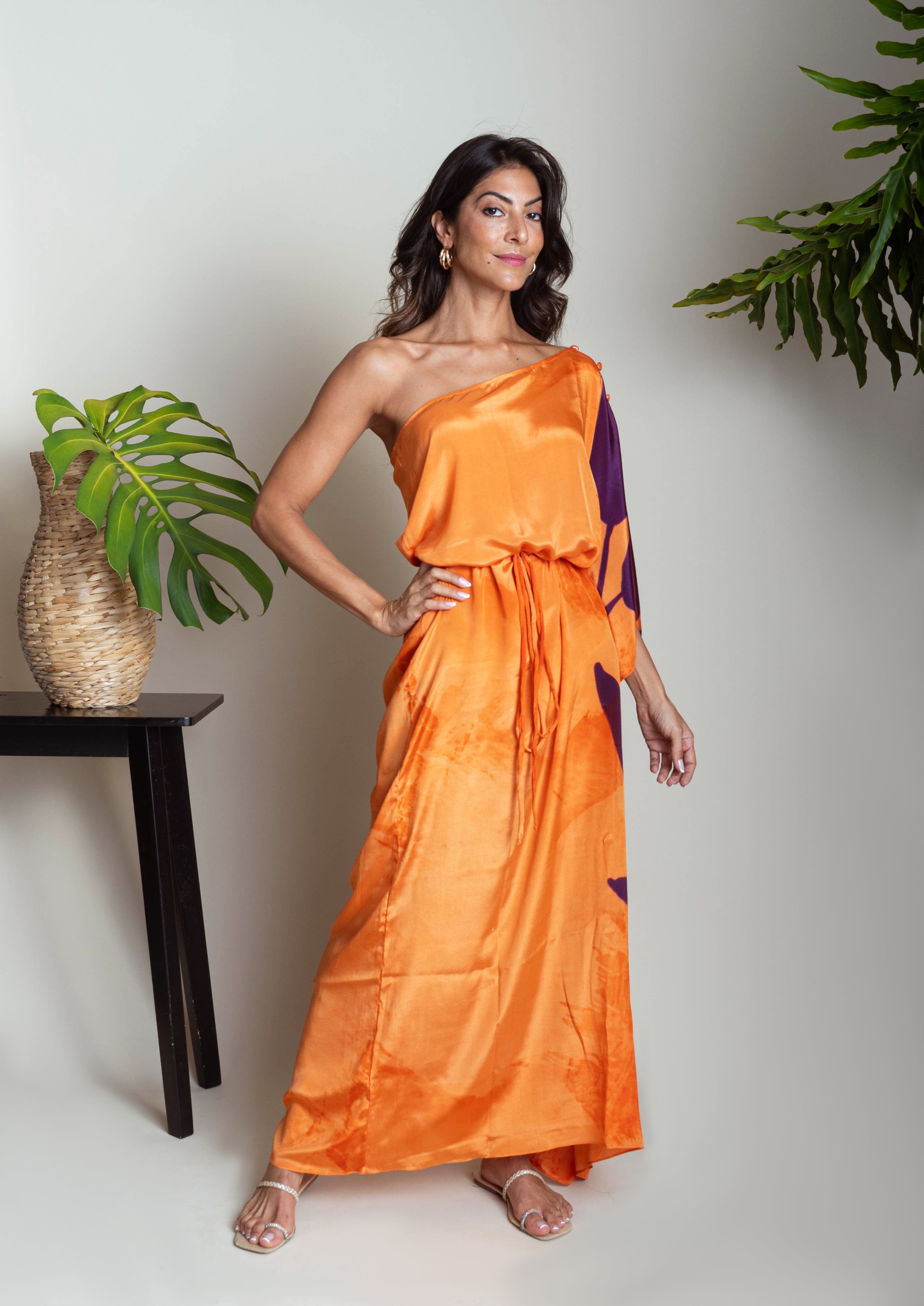 KAFTAN RHODES LONGO LARANJA E ROXO