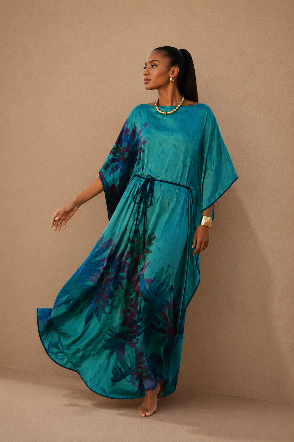 KAFTAN JAVA VERDE ÁGUA E FOLHAS