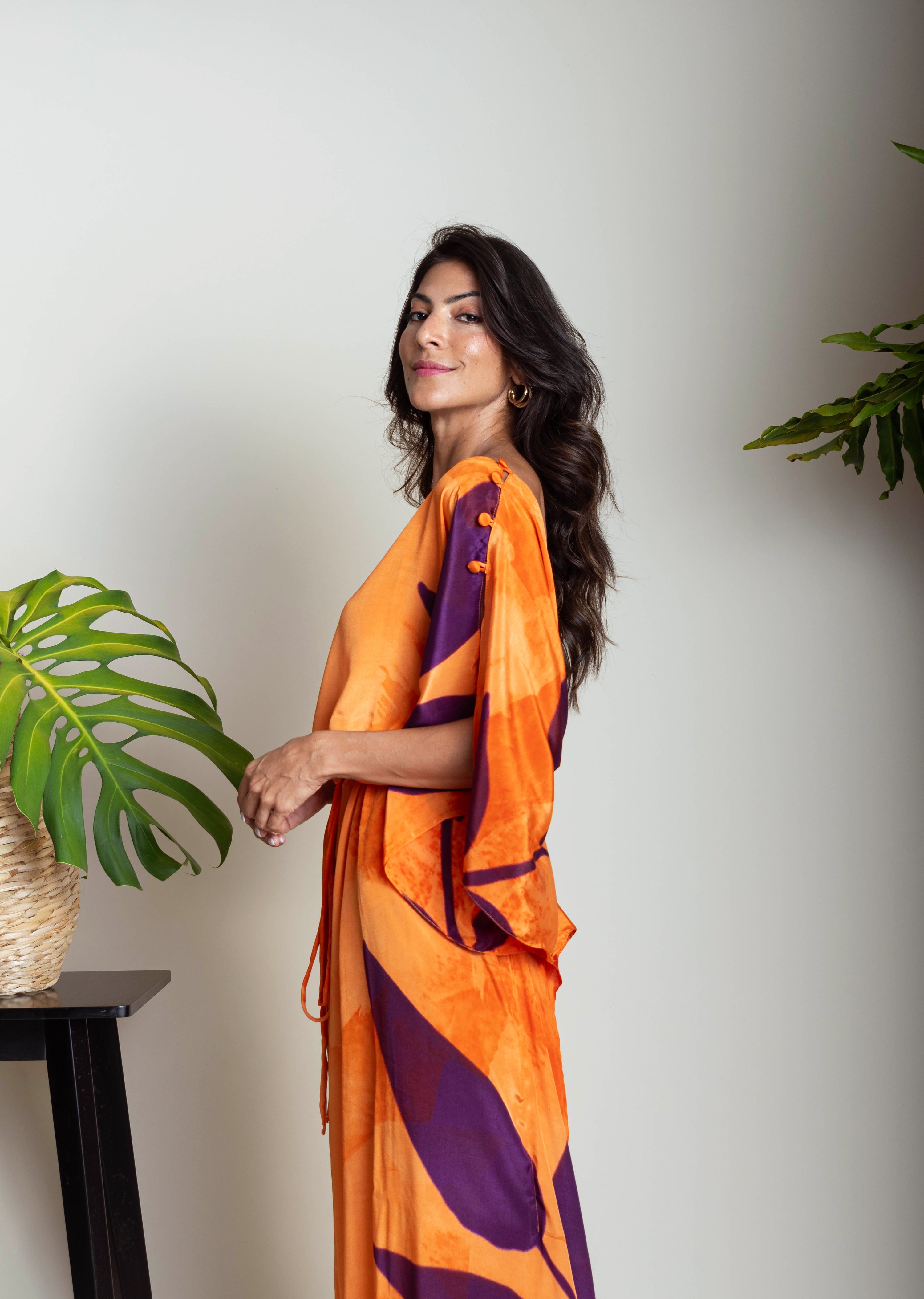 KAFTAN RHODES LONGO LARANJA E ROXO