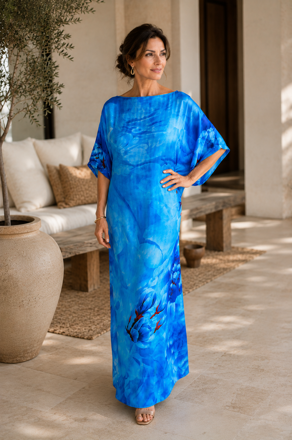 KAFTAN JAVA AZUL FLORES