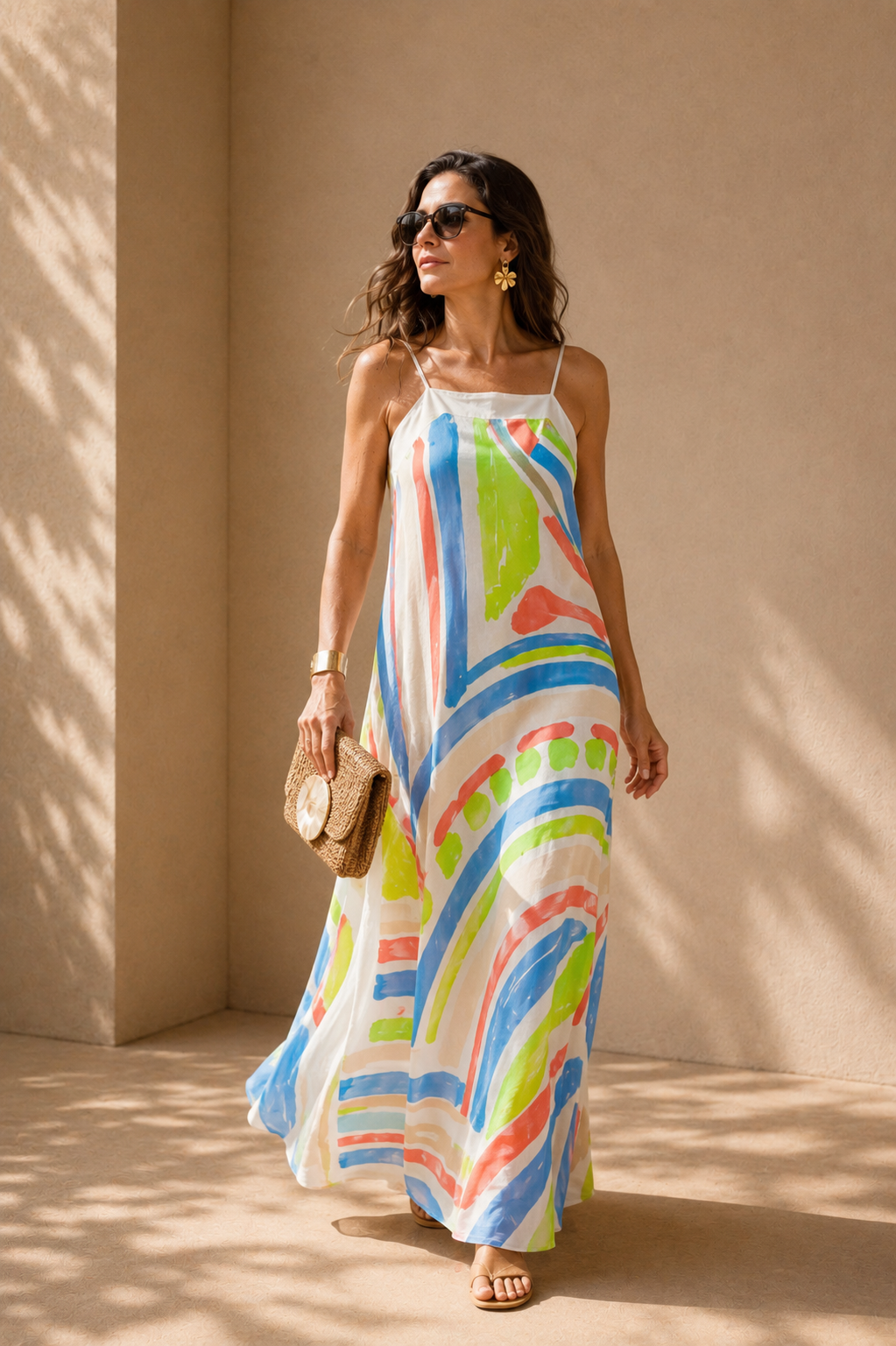 VESTIDO SOLAR LINHO PINTADO