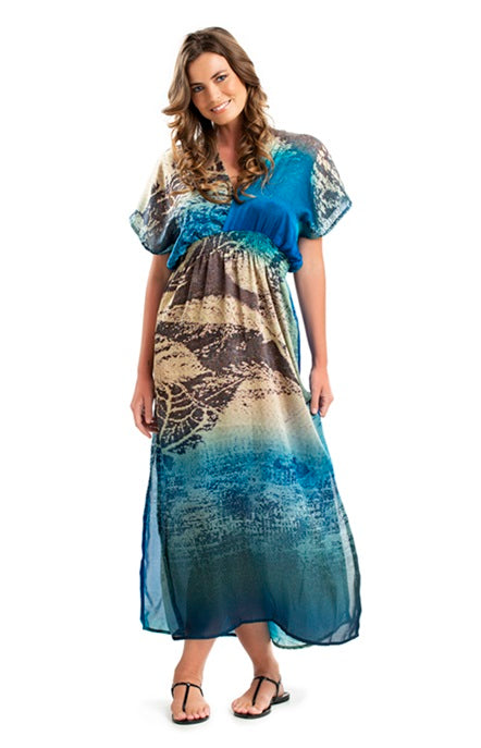 VESTIDO SAINT TROPEZ AZUL MARROM E BEGE