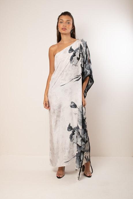 KAFTAN RHODES LONGO BRANCO CINZA E PRETO