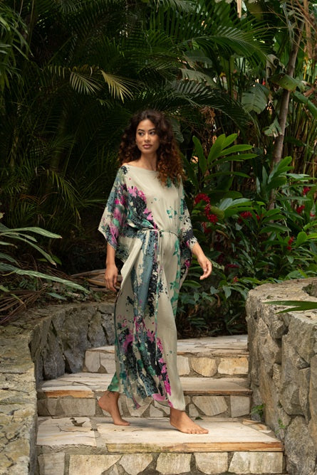 KAFTAN JAVA VERDE COM ROSA