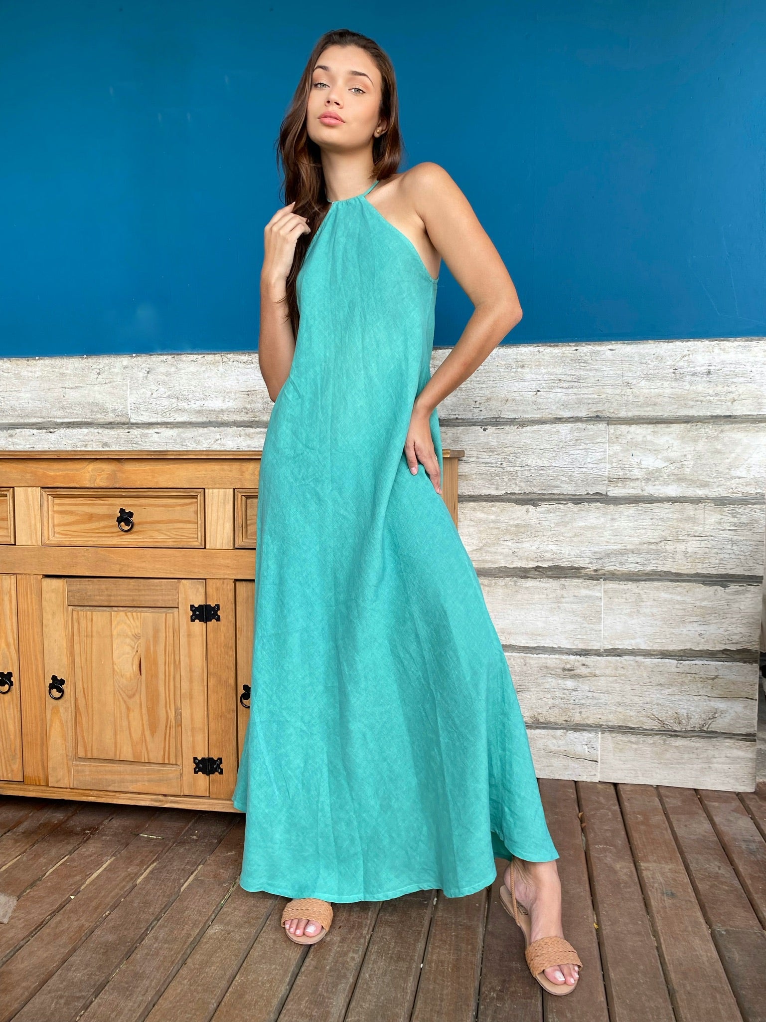 VESTIDO HERA LINHO LONGO LISO SALE