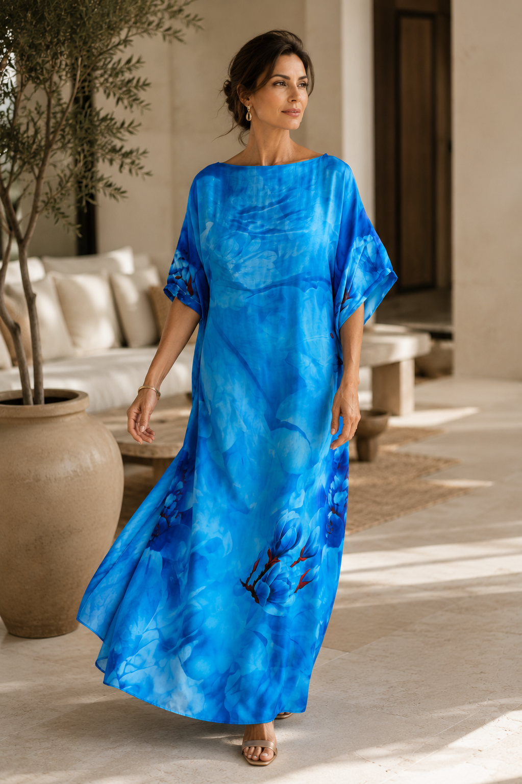 KAFTAN JAVA AZUL FLORES