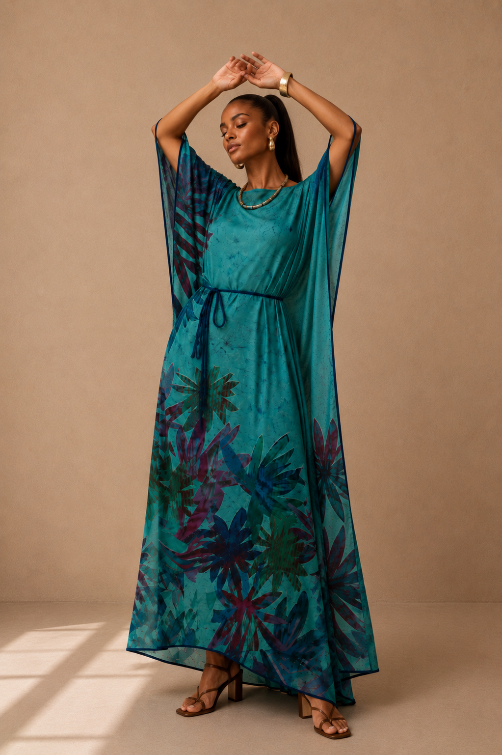 KAFTAN JAVA VERDE ÁGUA E FOLHAS