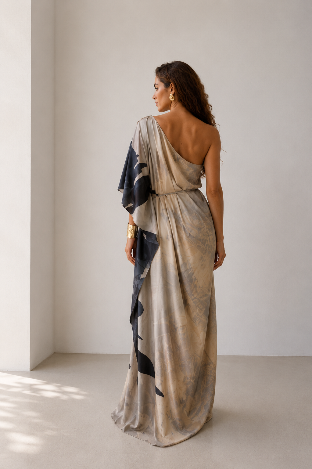 KAFTAN RHODES LONGO CREME E AZUL