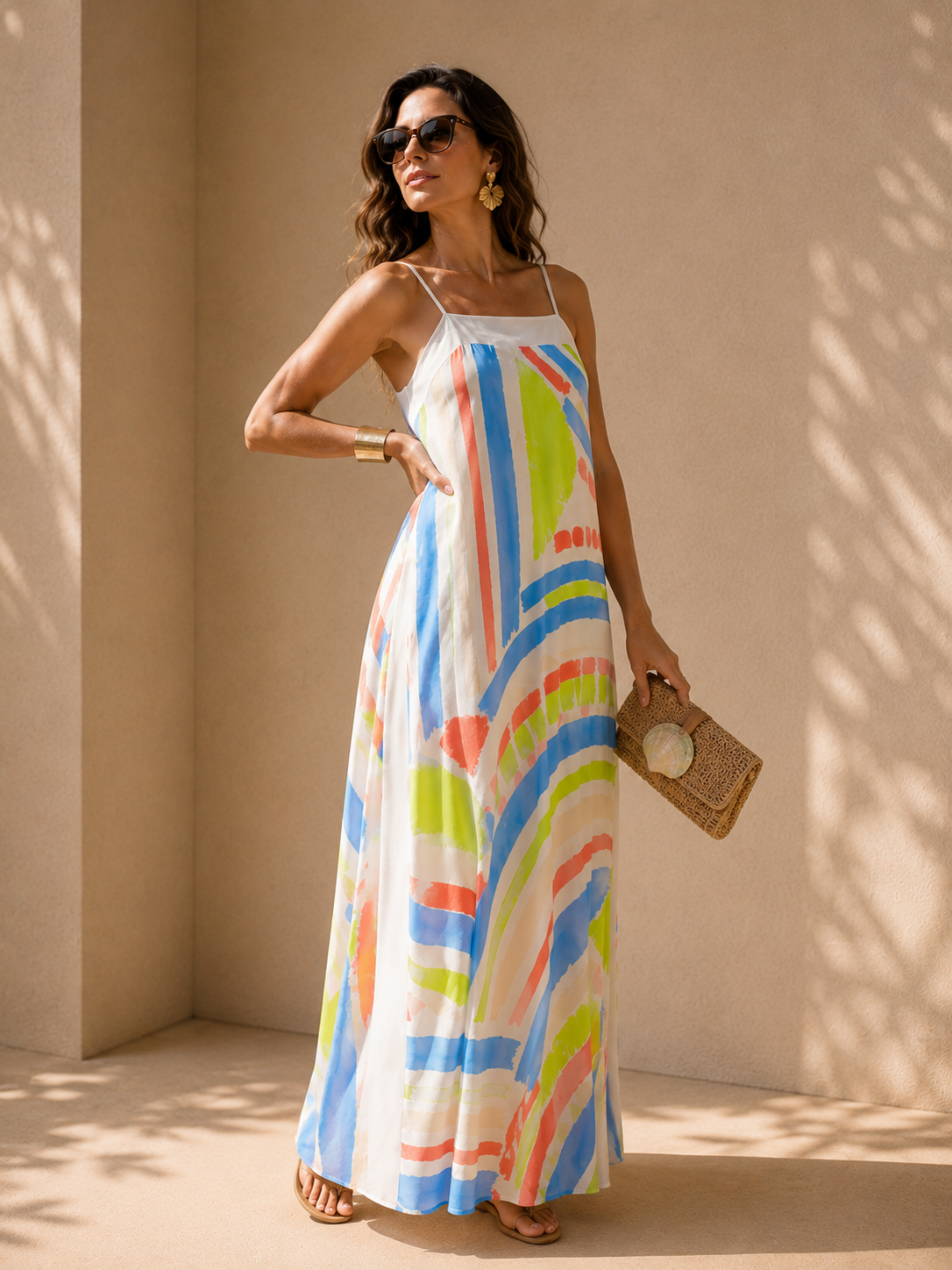 VESTIDO SOLAR LINHO PINTADO