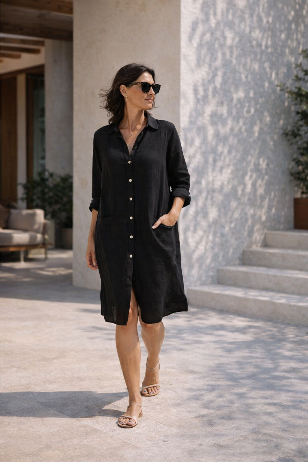 CHEMISE FLORENCE LINEN MIDI SMOOTH