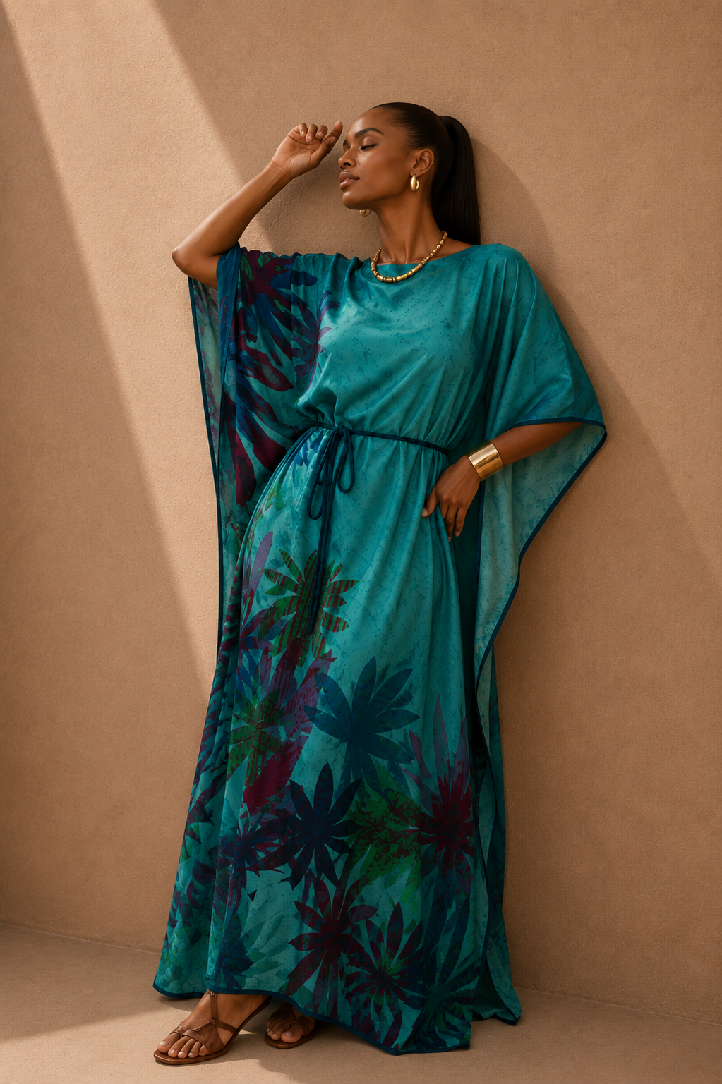 KAFTAN JAVA VERDE ÁGUA E FOLHAS