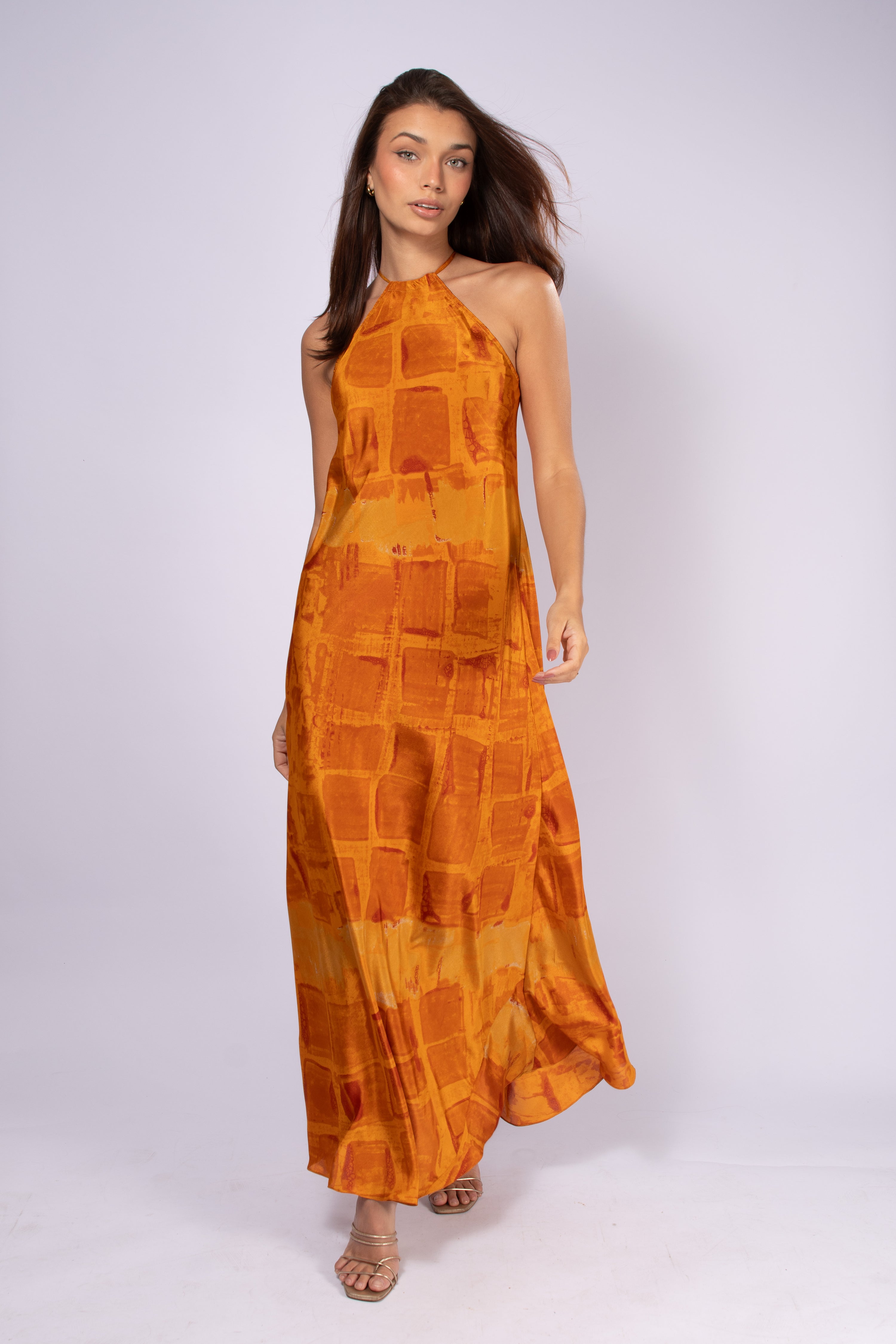 VESTIDO HERA SEDA LARANJA