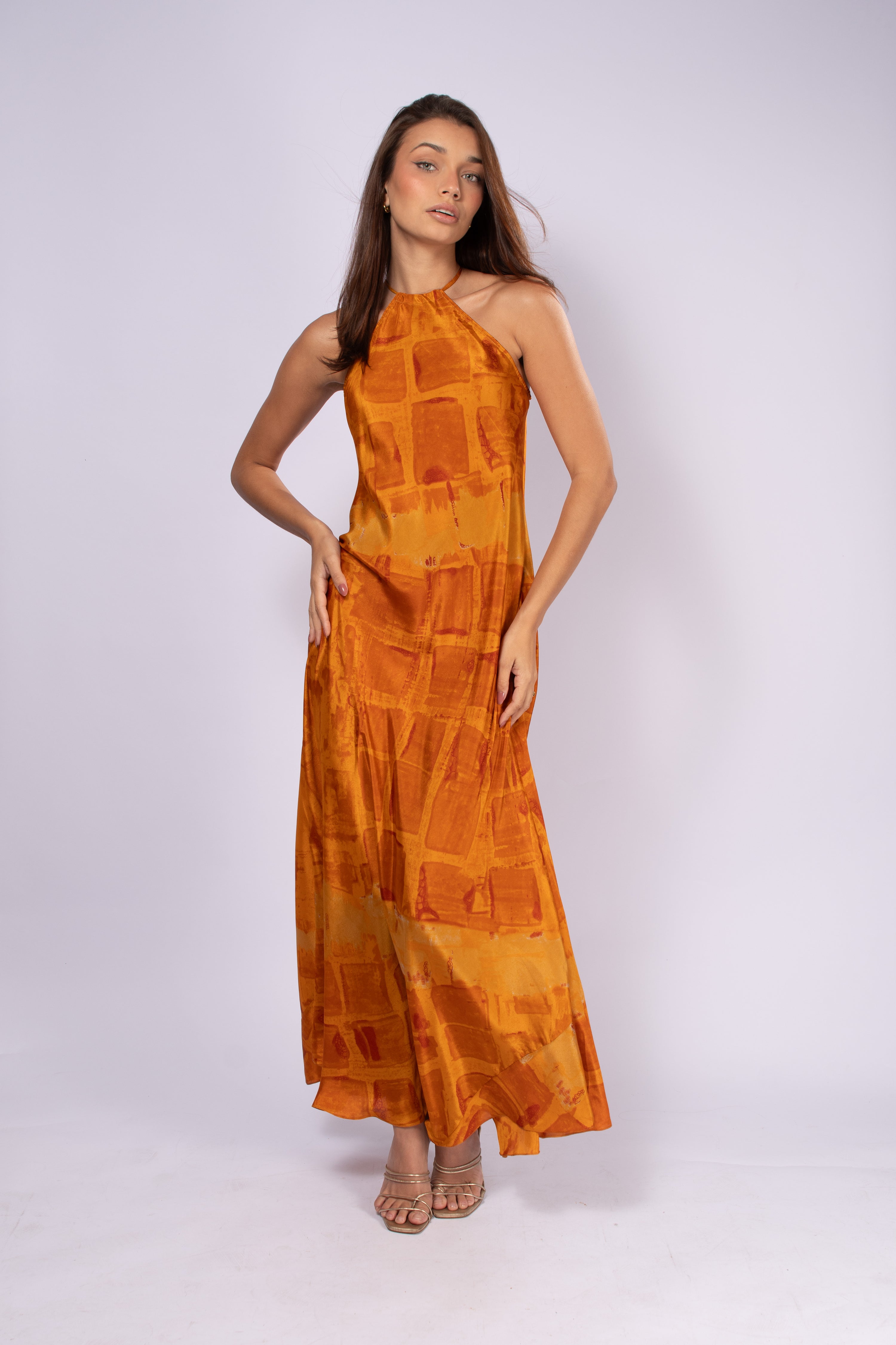 VESTIDO HERA SEDA LARANJA