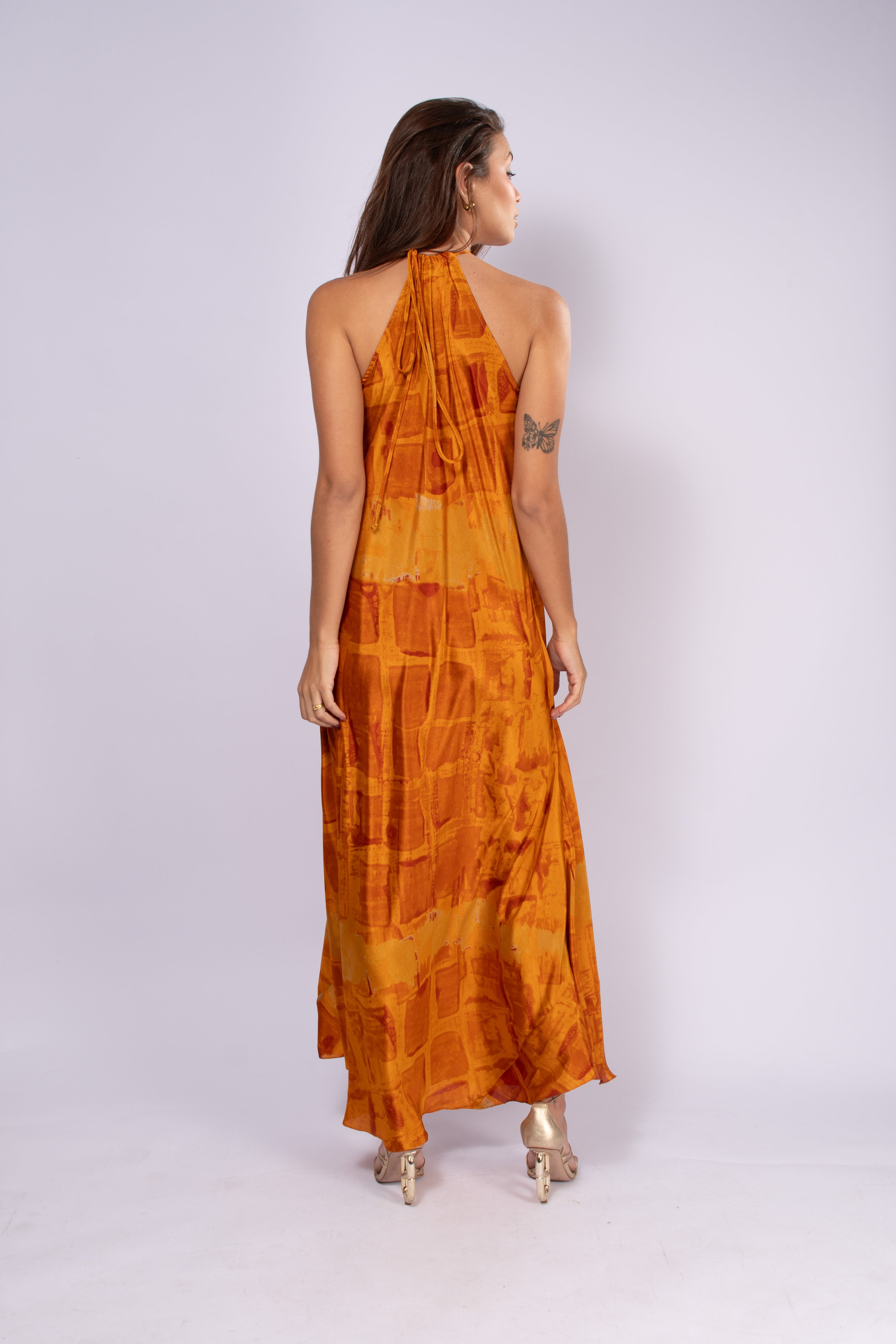 VESTIDO HERA SEDA LARANJA