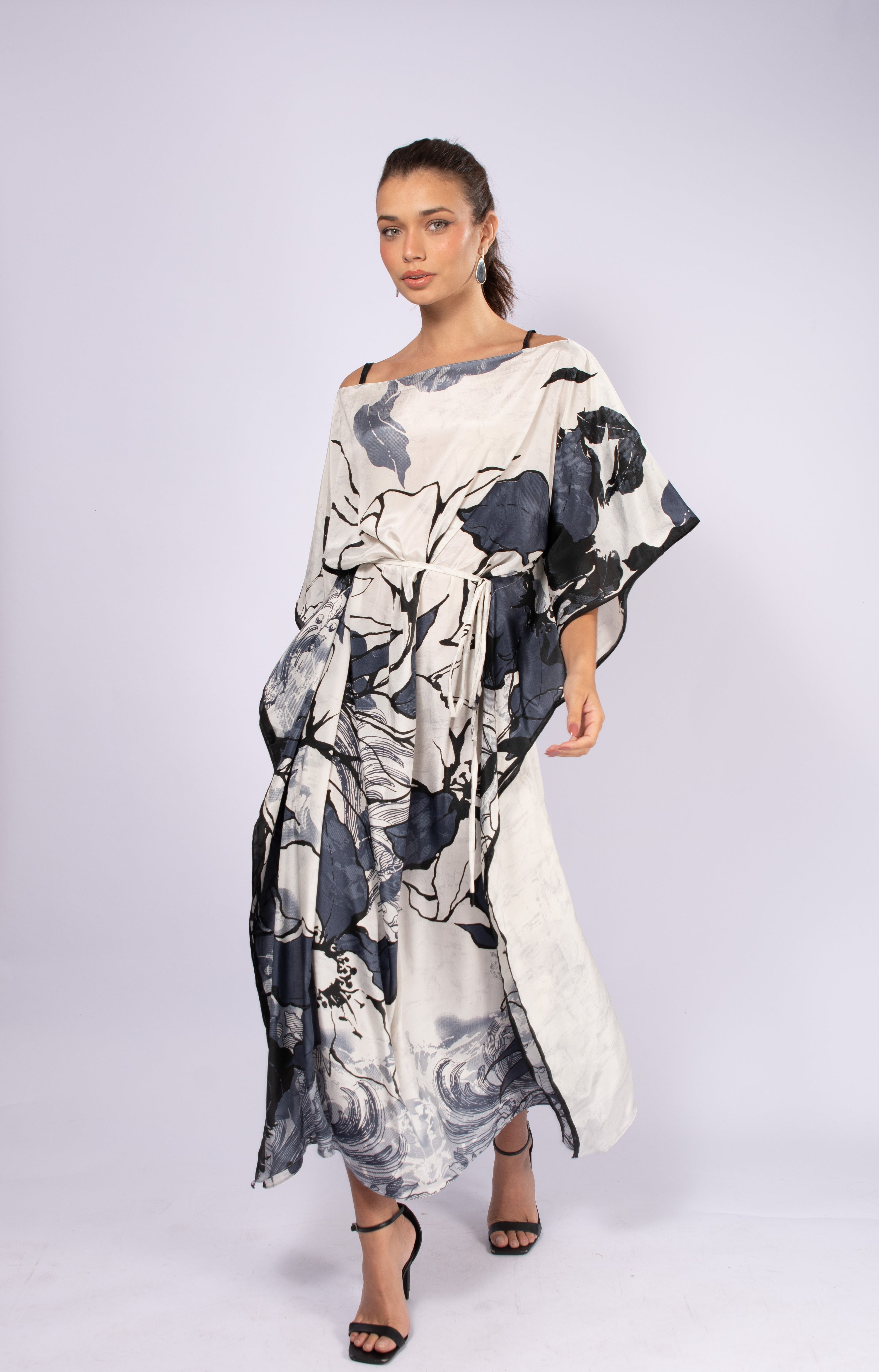 KAFTAN JAVA BRANCO E CINZA