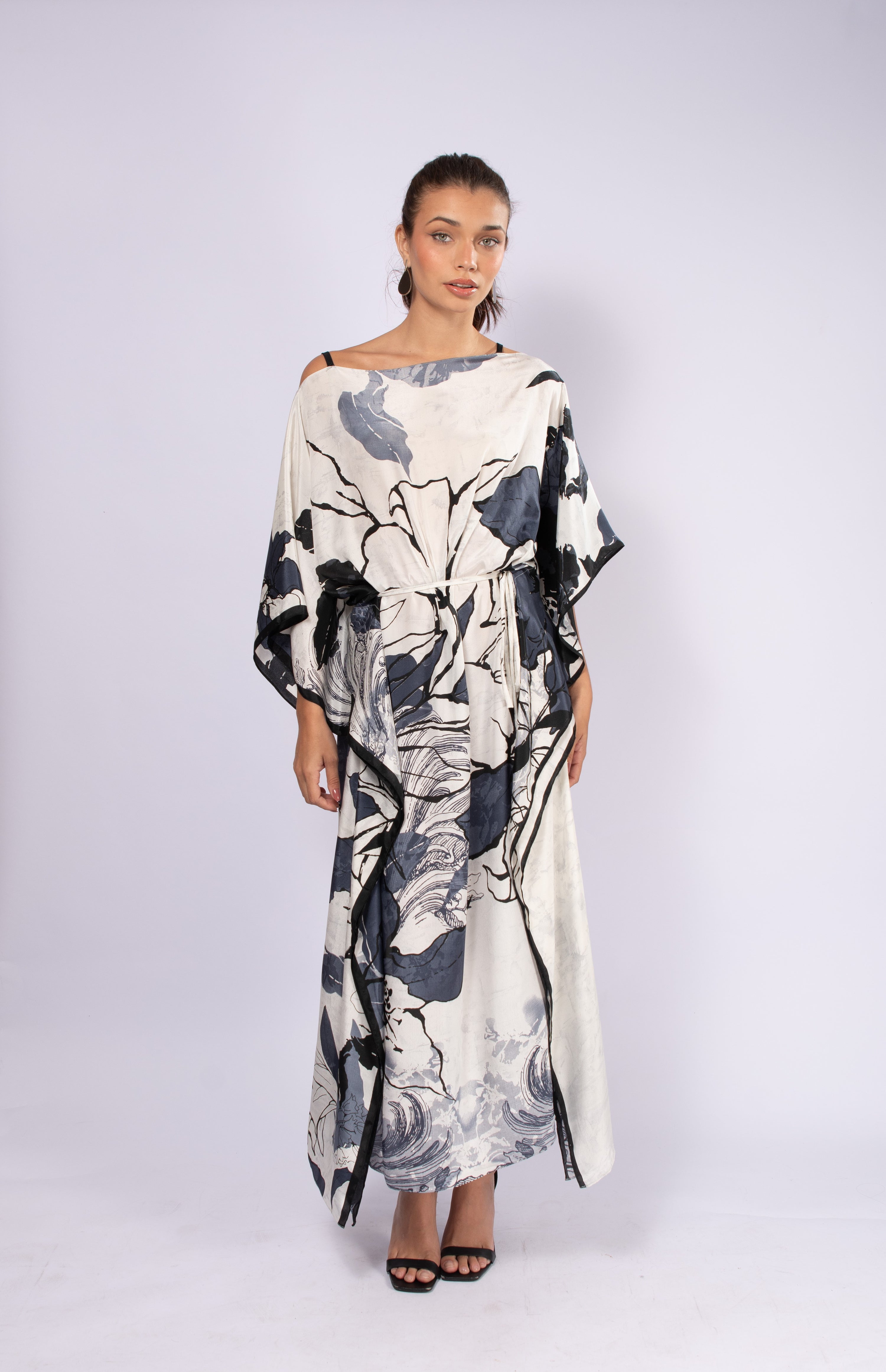 KAFTAN JAVA BRANCO E CINZA