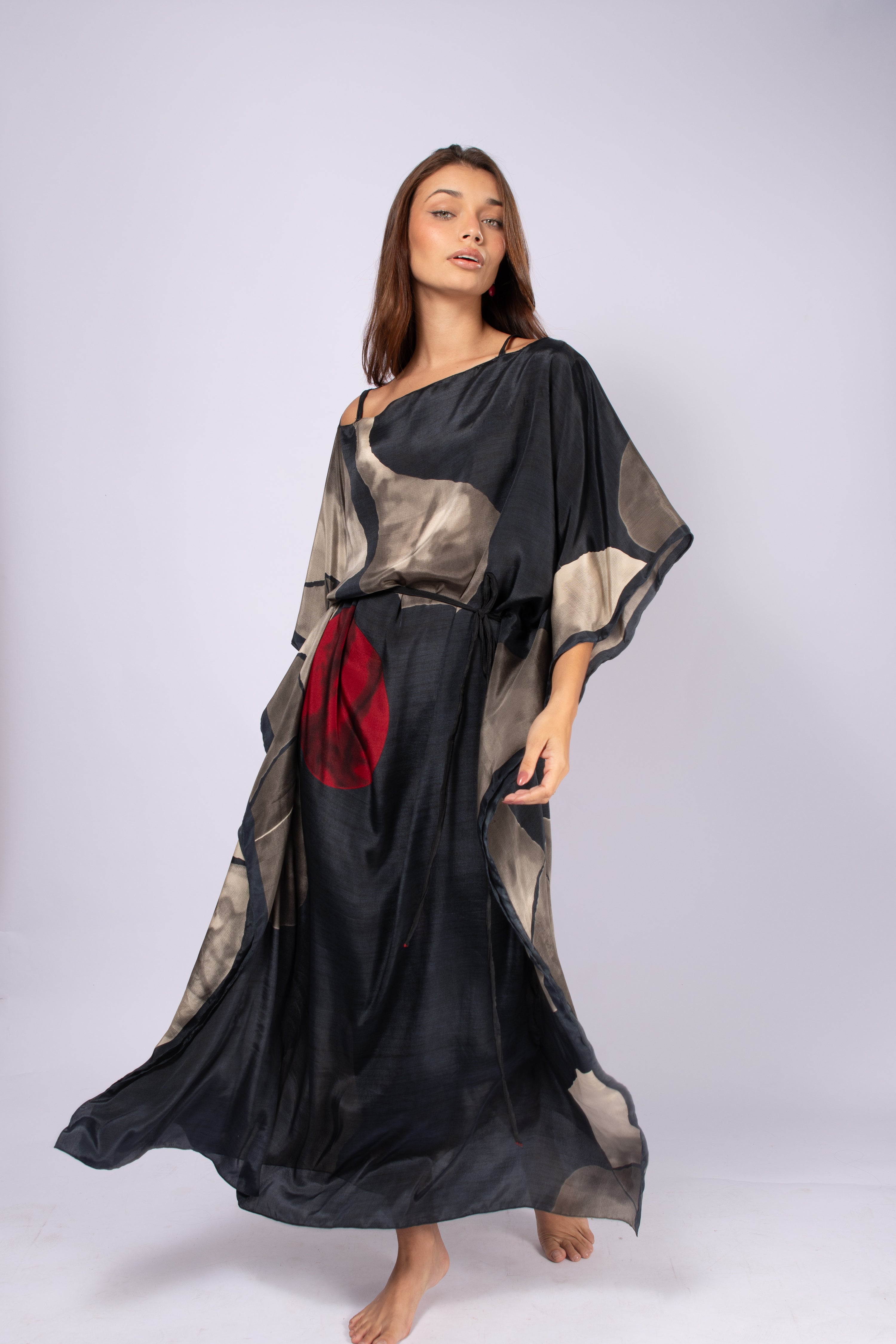 KAFTAN JAVA PRETO CINZA E VERMELHO