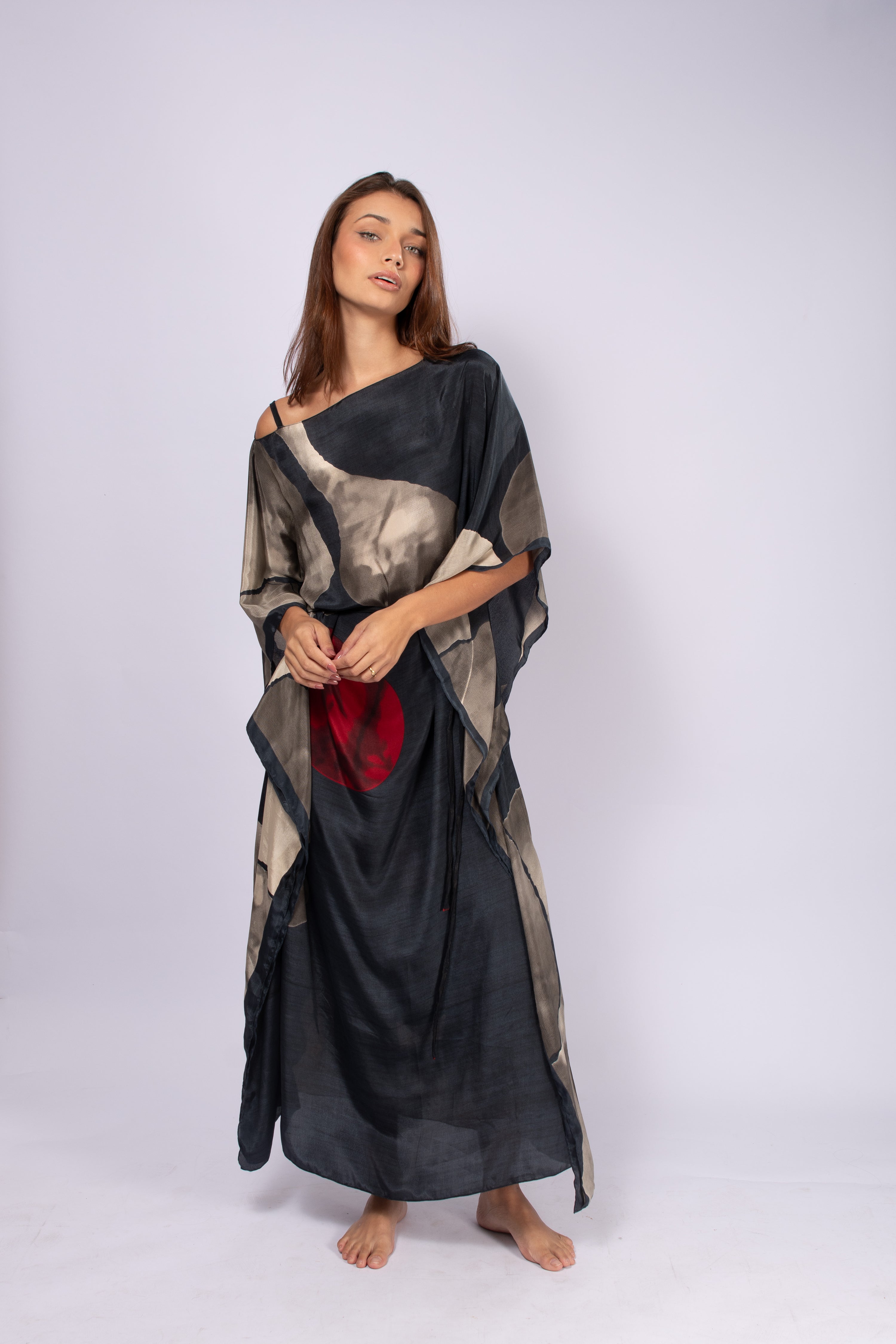 KAFTAN JAVA PRETO CINZA E VERMELHO