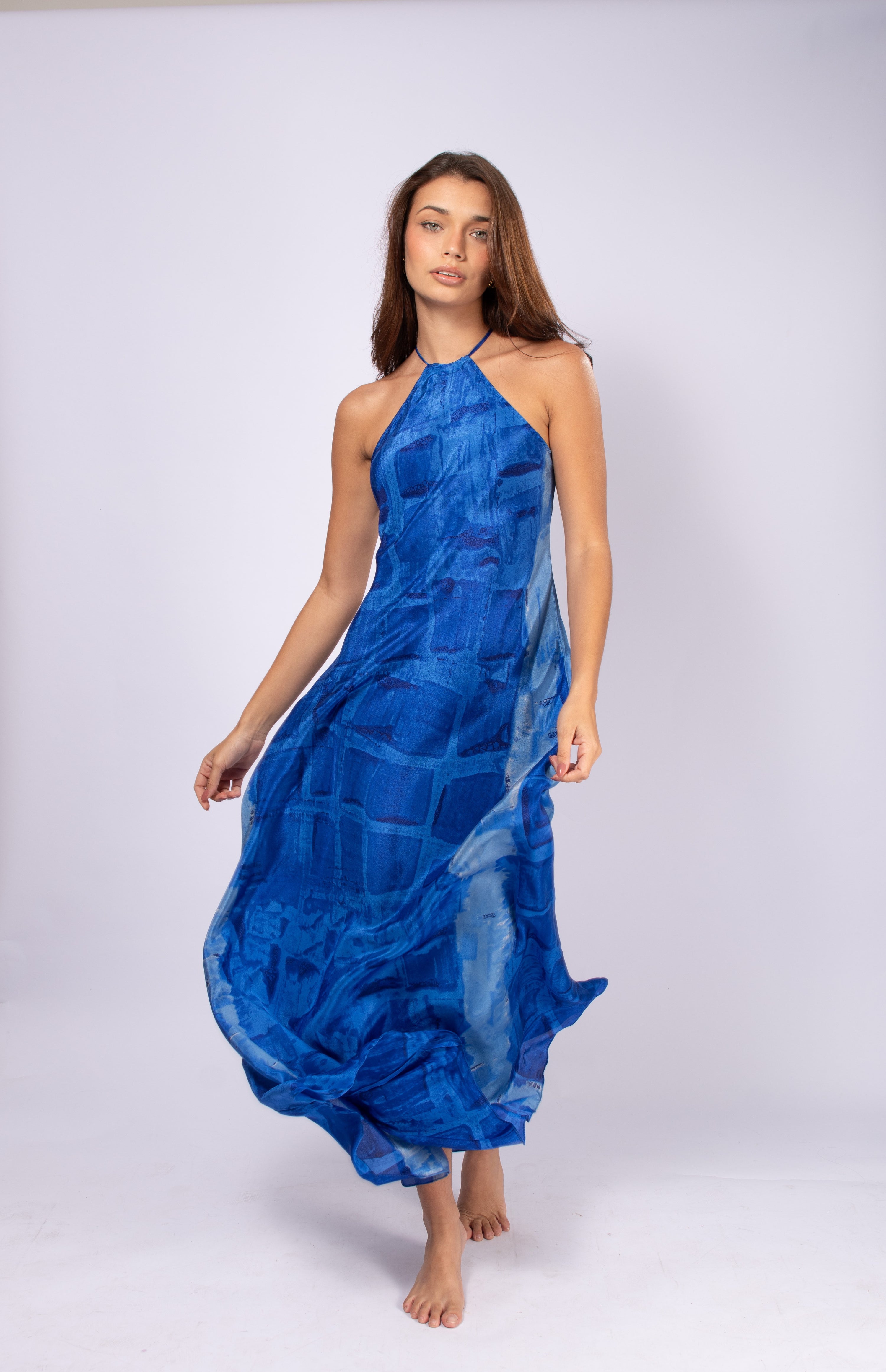CYAN BLUE SILK HERA DRESS