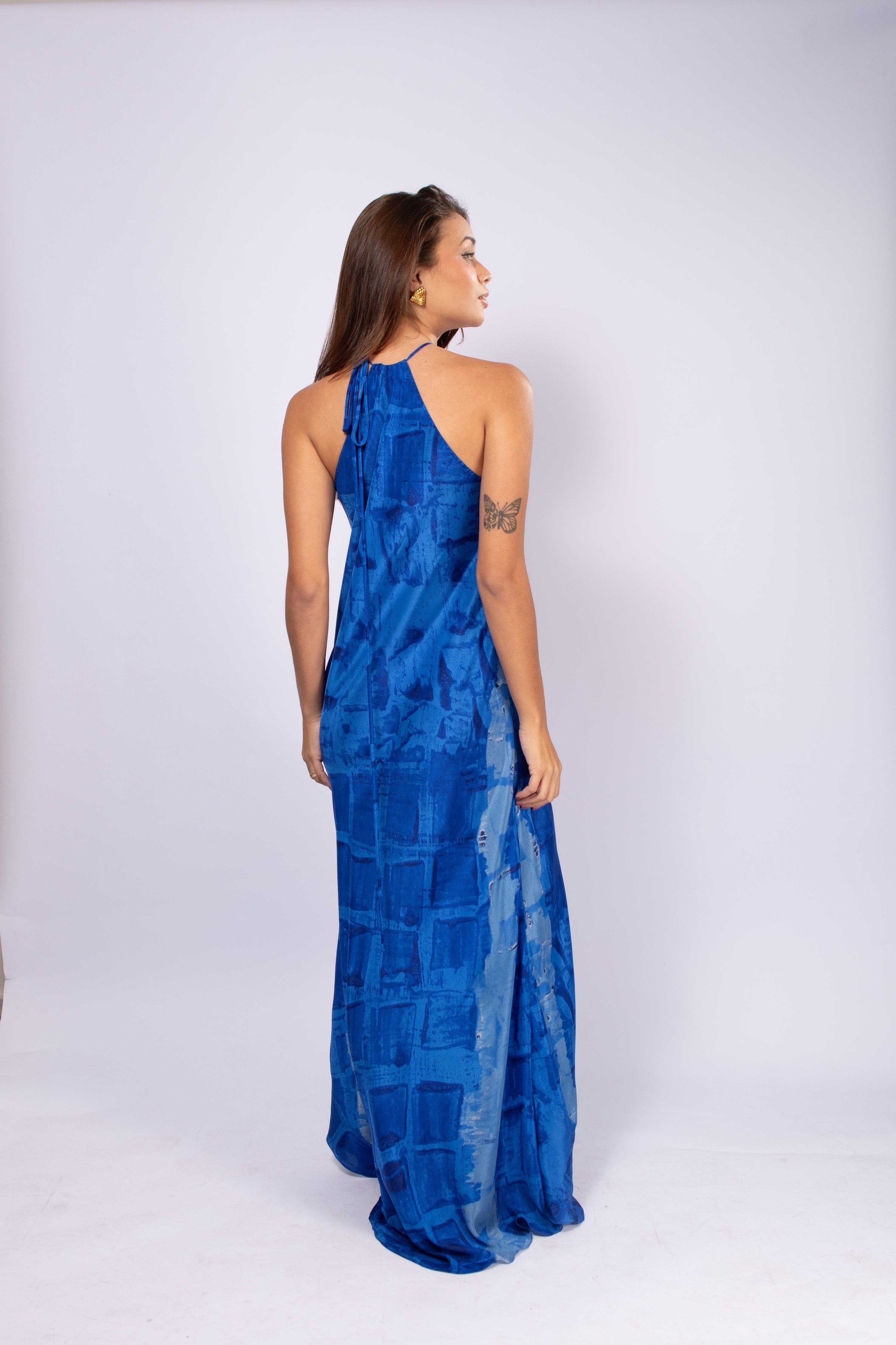 CYAN BLUE SILK HERA DRESS