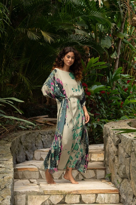 KAFTAN JAVA VERDE COM ROSA