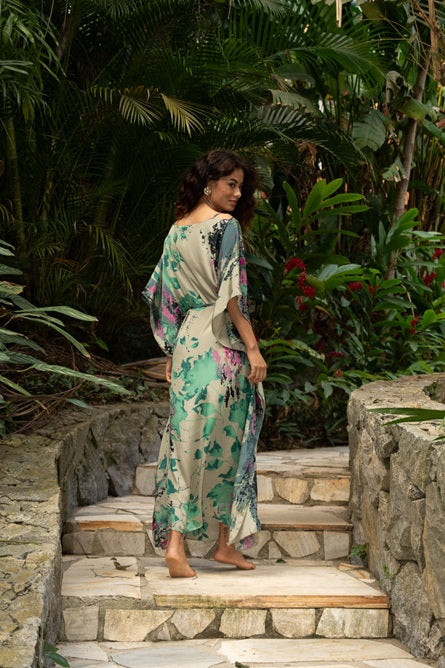KAFTAN JAVA VERDE COM ROSA
