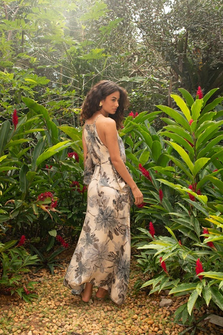 VESTIDO ISLA CINZA AREIA E MARINHO