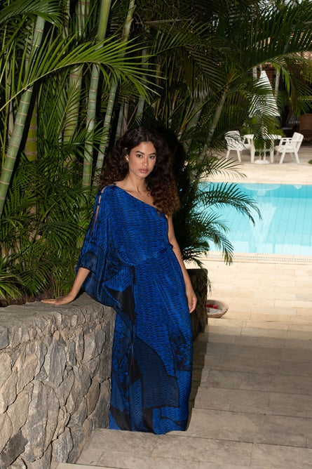 KAFTAN RHODES LONGO AZUL ESCURO E PRETO