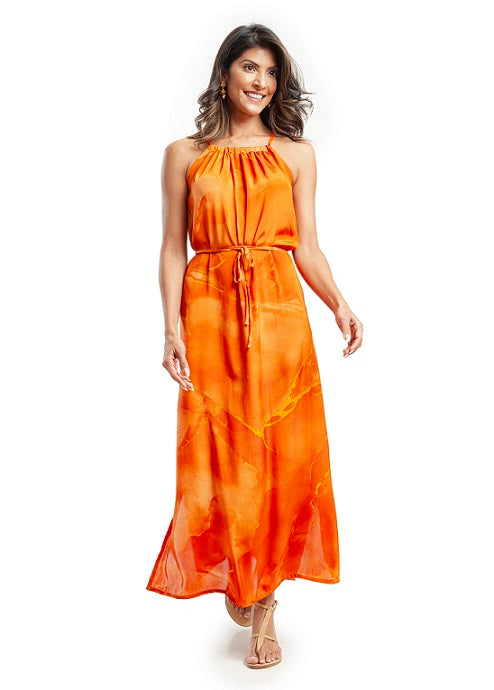 ORANGE SILK SUMATRA DRESS 