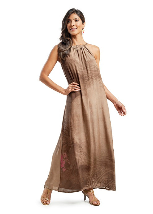 BROWN SILK SUMATRA DRESS