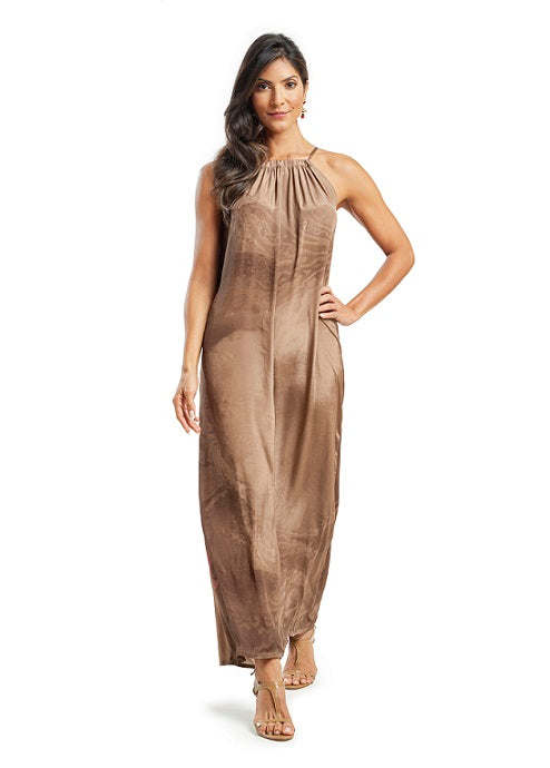 BROWN SILK SUMATRA DRESS