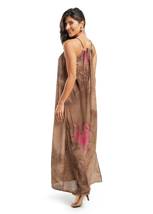 BROWN SILK SUMATRA DRESS