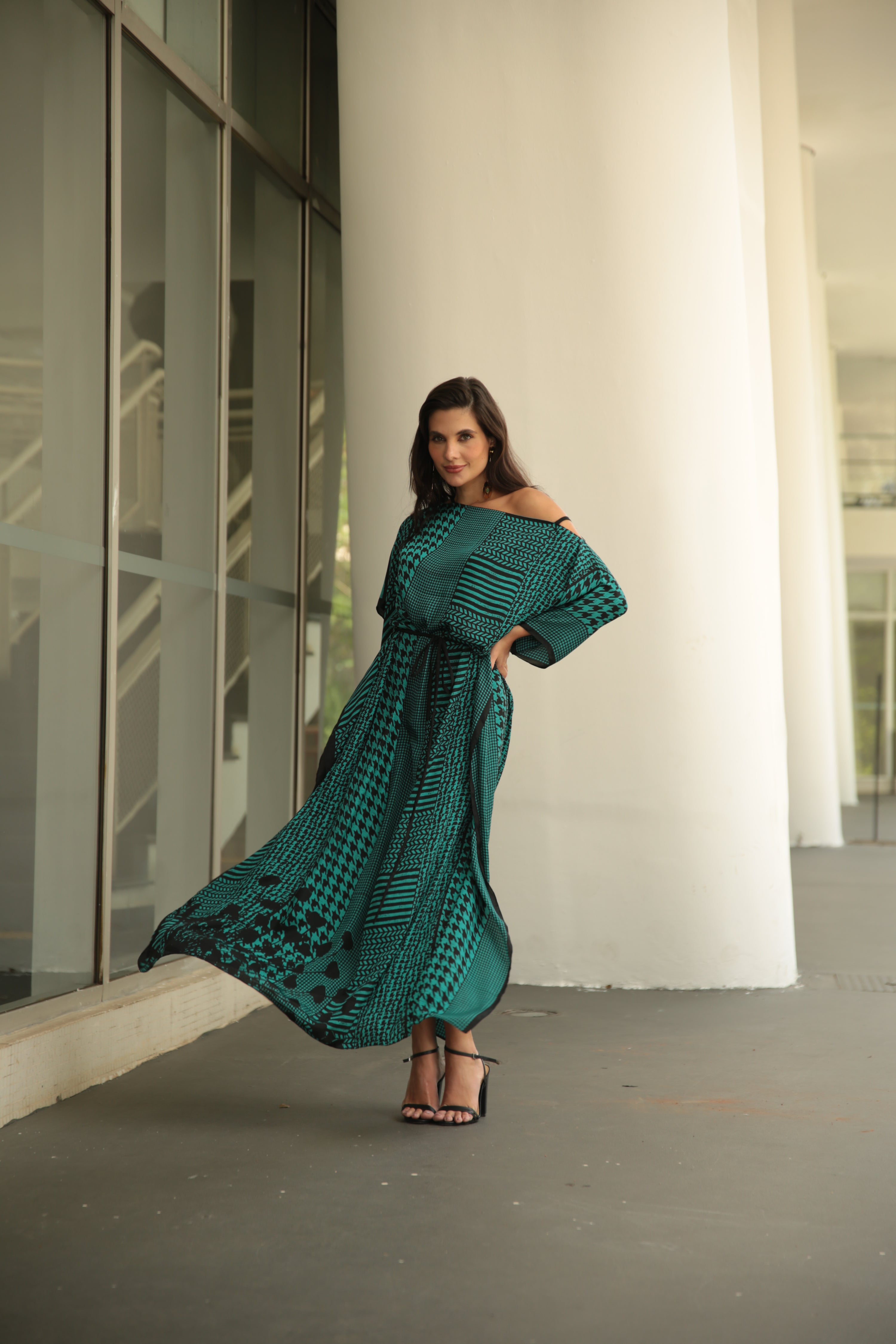 KAFTAN JAVA VERDE ESCURO E PRETO