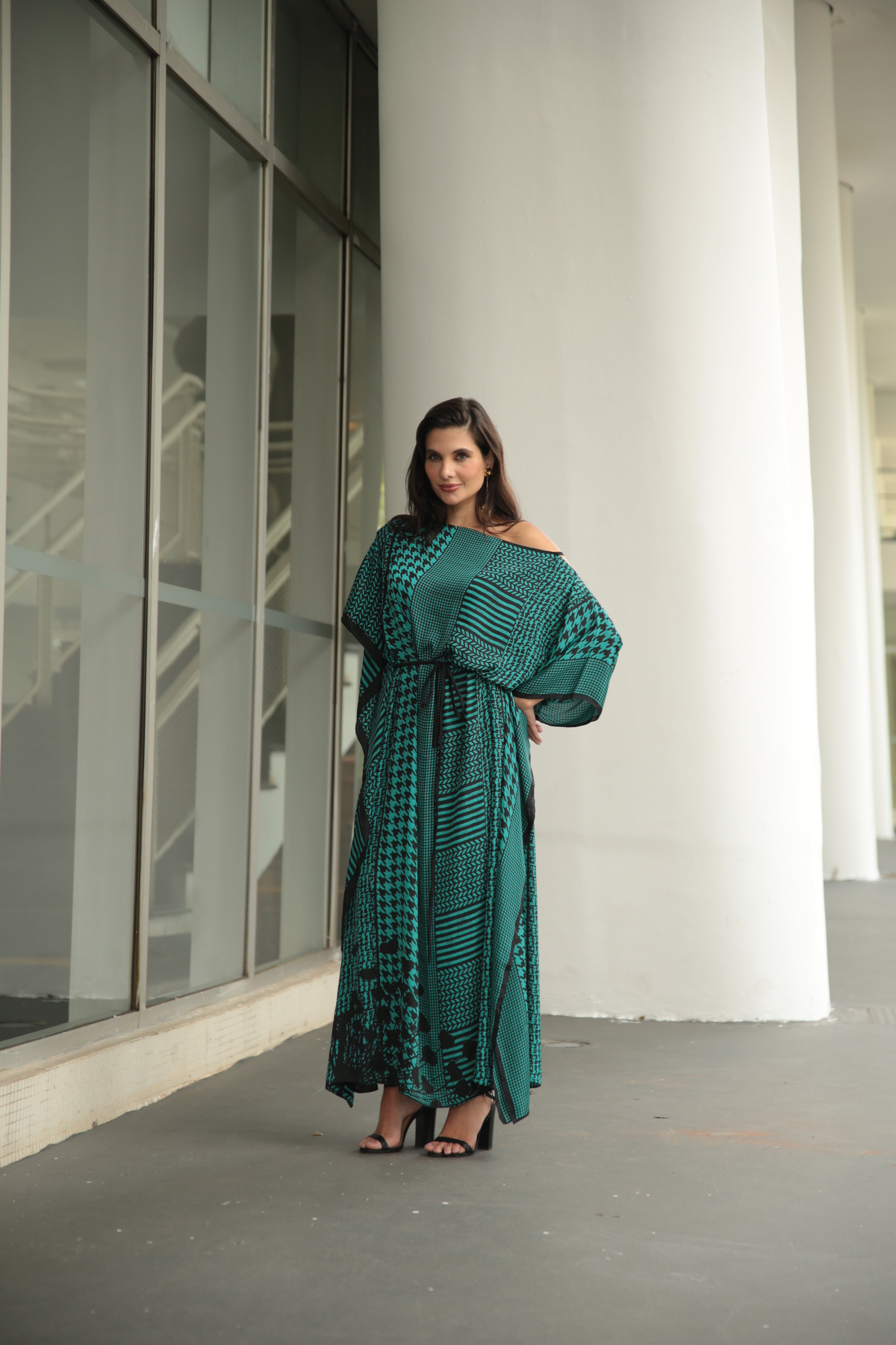 KAFTAN JAVA VERDE ESCURO E PRETO