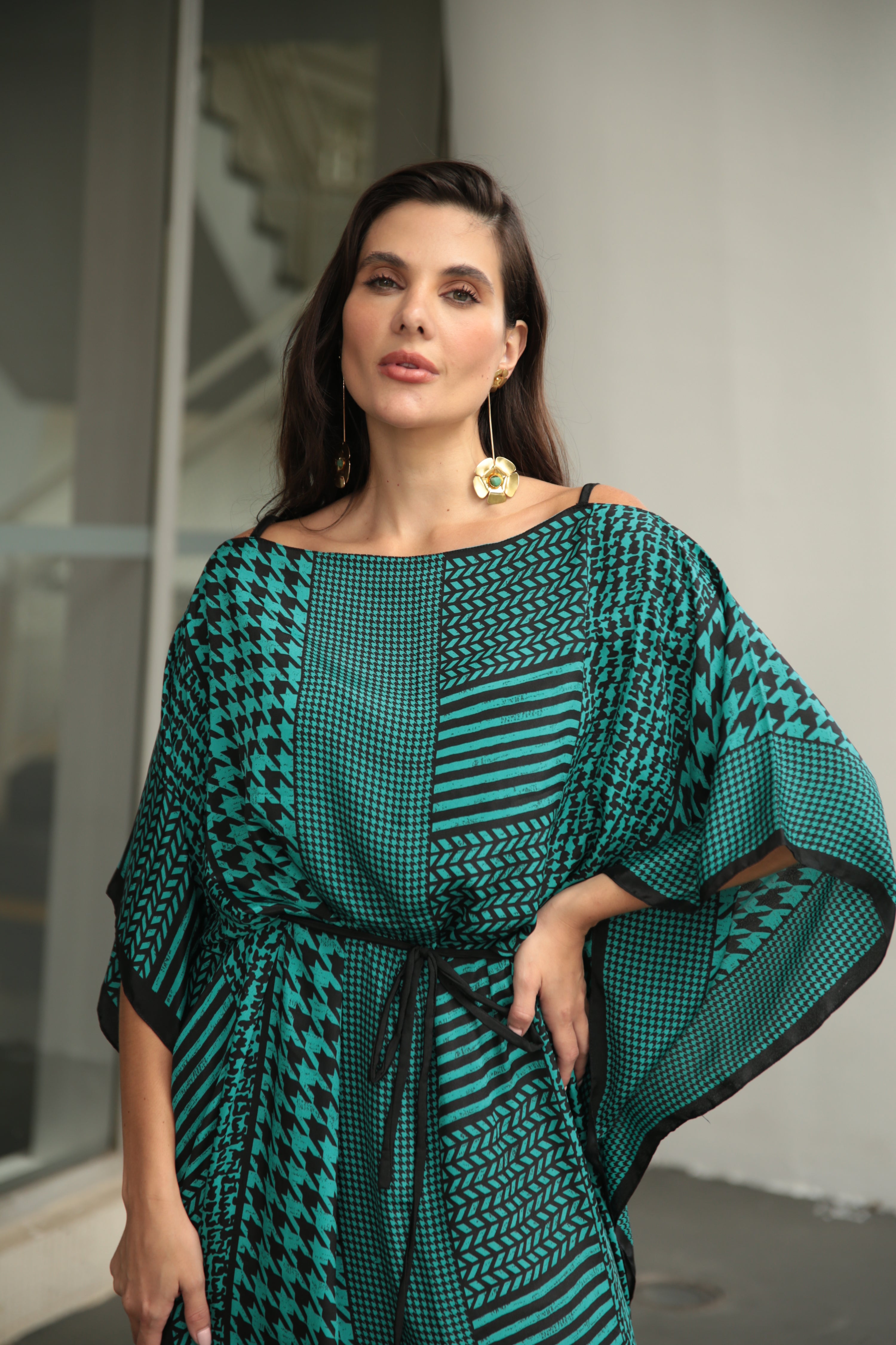 KAFTAN JAVA VERDE ESCURO E PRETO