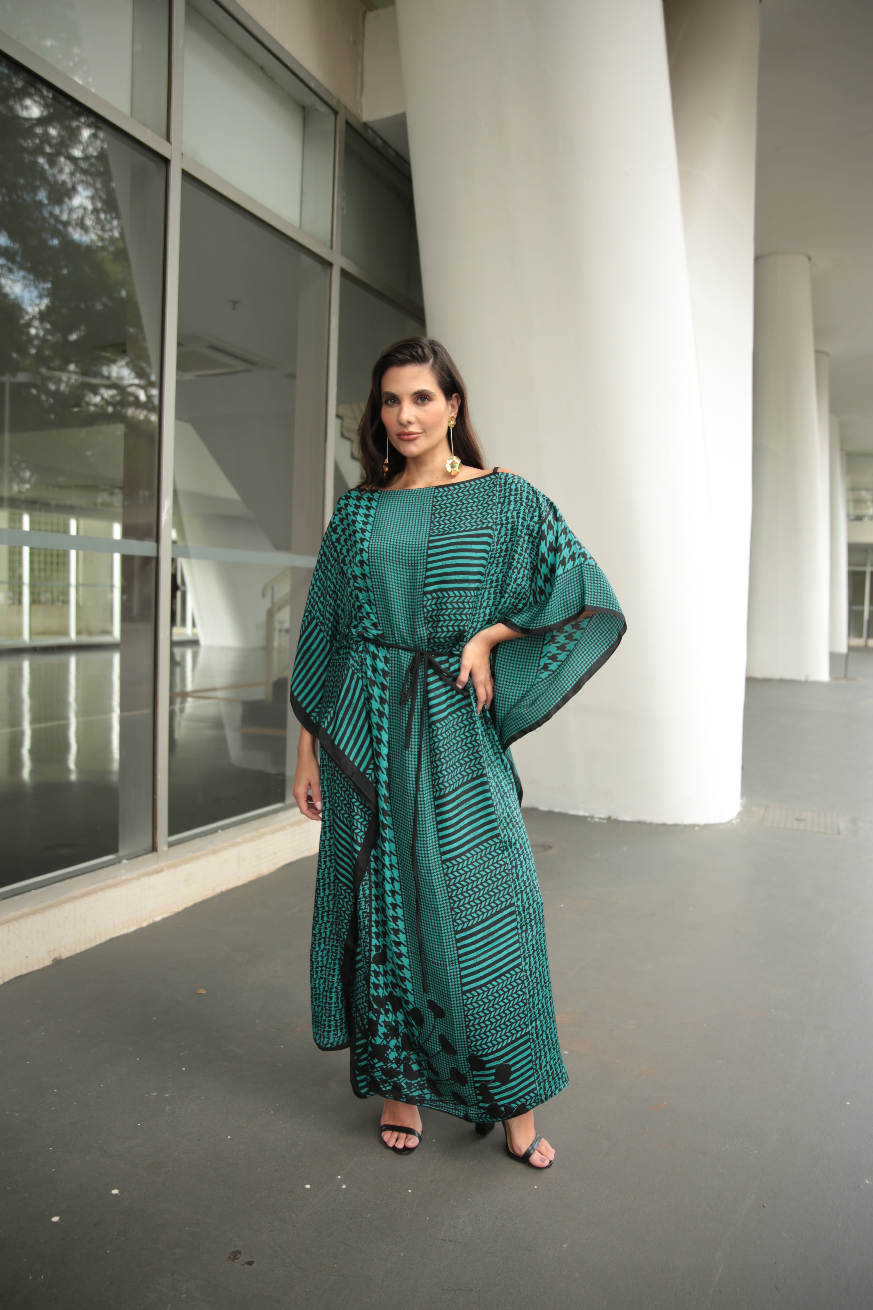 KAFTAN JAVA VERDE ESCURO E PRETO