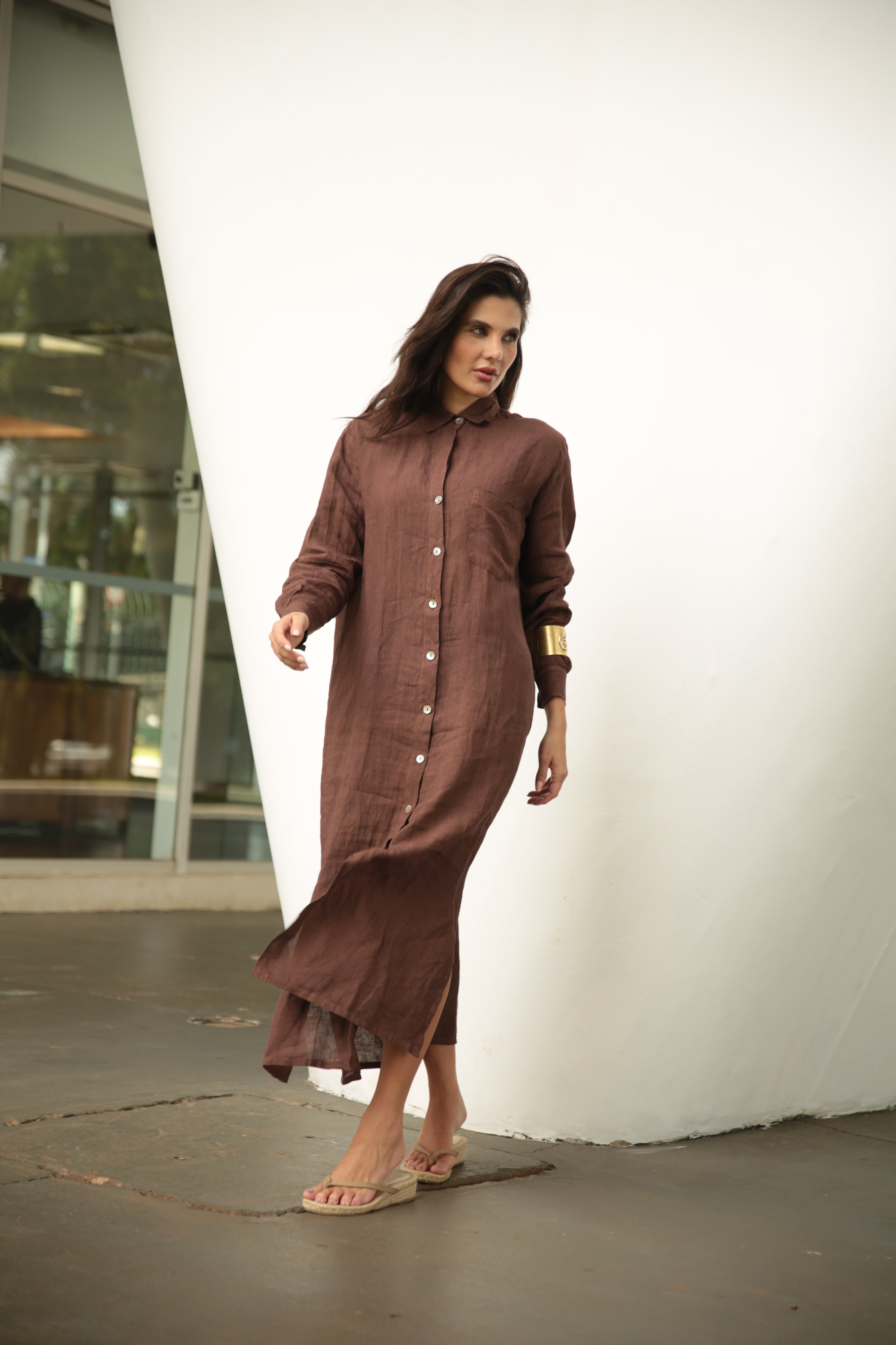 CHEMISE FLORENÇA LINHO LONGA LISA