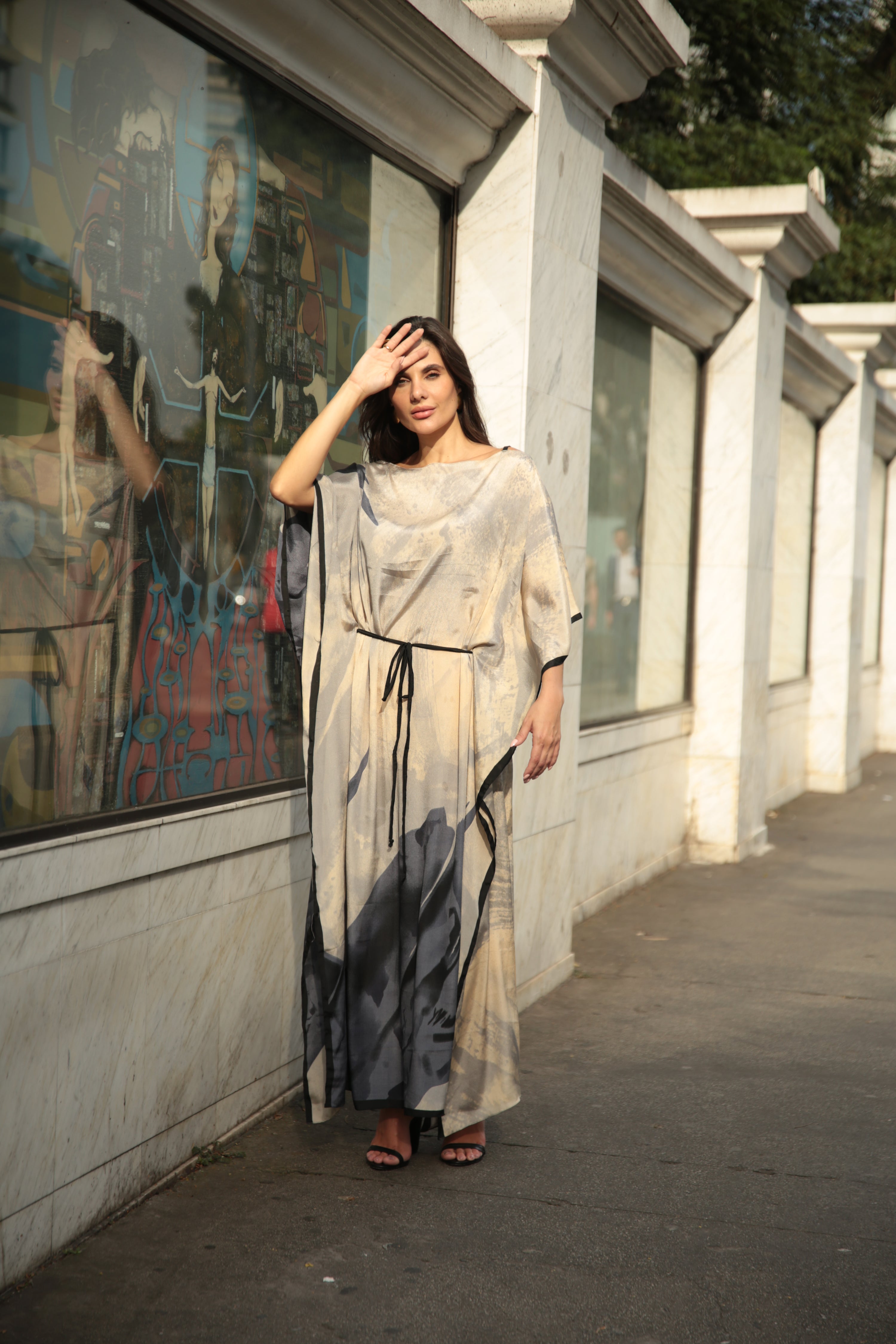 KAFTAN JAVA CREME E CINZA