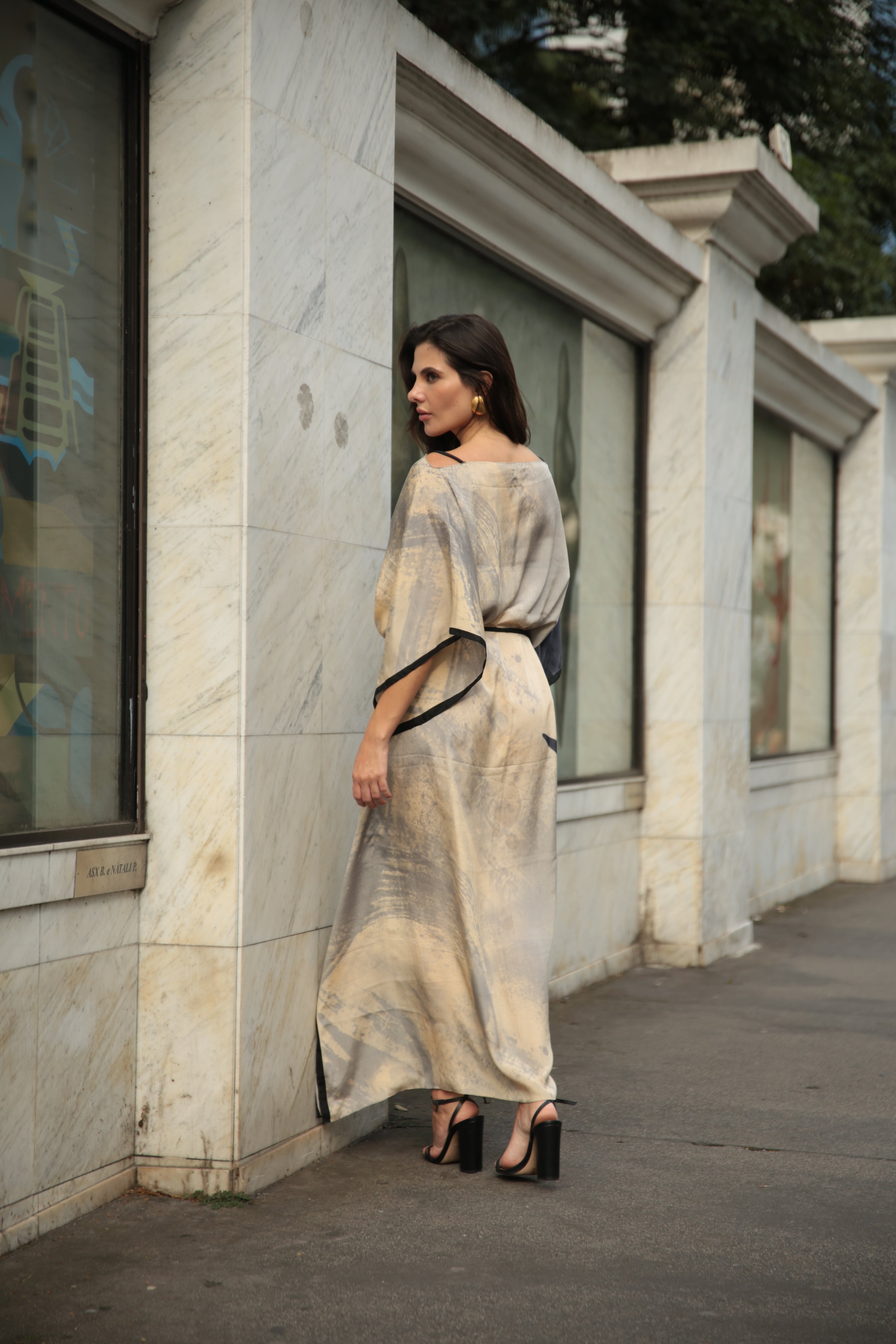 KAFTAN JAVA CREME E CINZA