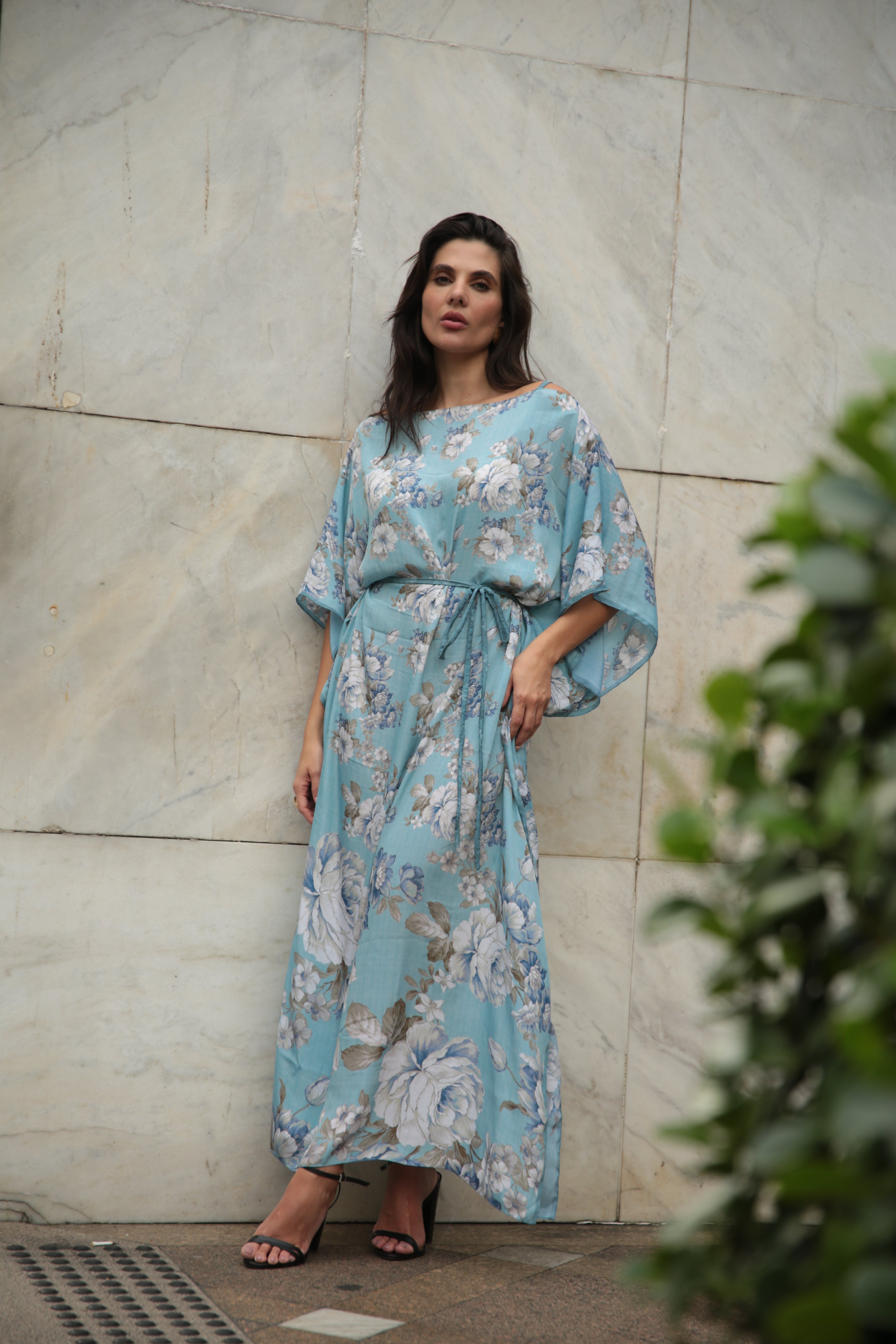 KAFTAN JAVA AZUL CÉU E FLORES
