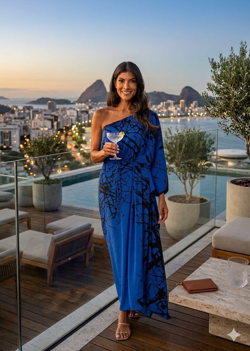 KAFTAN RHODES LONGO AZUL E PRETO