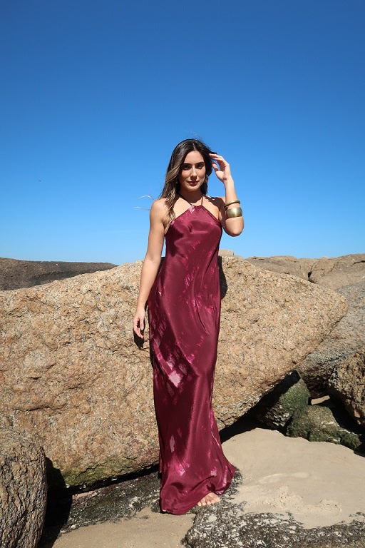 MARSALA SILK IVY DRESS