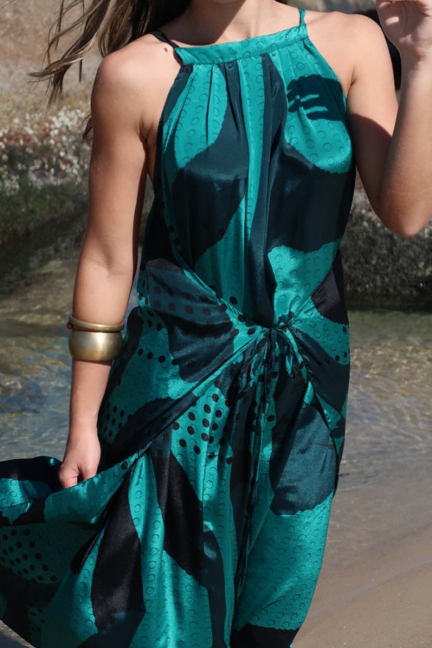 KAMARI SILK GREEN DRESS