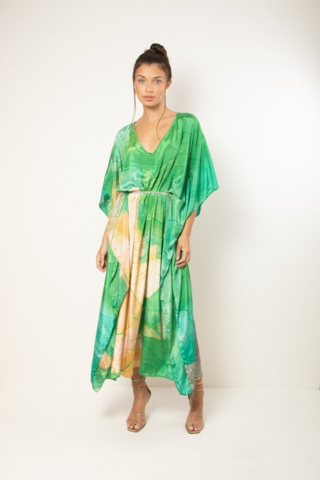 GREEN AND NUDE KAFTAN AGIOS