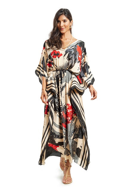 GRAY AND RED NUDE KAFTAN AGIOS