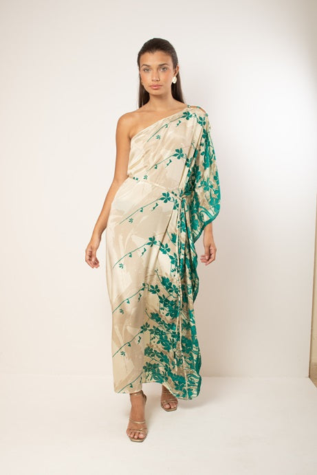 KAFTAN RHODES LONGO OFF WHITE E VERDE FLORES