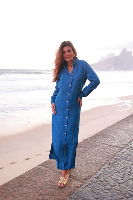 CHEMISE FLORENÇA LINHO LONGA LISA