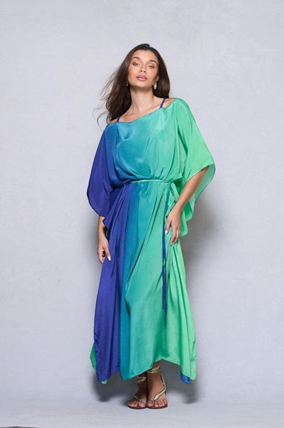 KAFTAN JAVA TIE DYE AZUL E VERDE